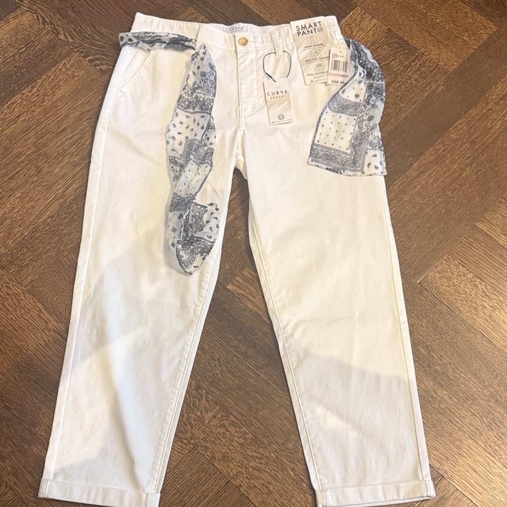 Curve & Co. White High-Rise Women’s Jeans with Scarf Tie